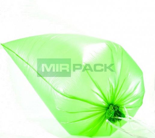 Мешки для мусора с завязками 120 л, 15 мкм, 10 шт, ПНД, 85х80 см, зеленые - Вид 2