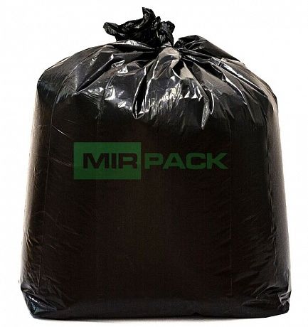 Мешки для мусора 480 литров, 70 мкм, в рулоне 10 штук, ПВД, черные, 2 слоя, плотные, толстые, 130х170 см, MIRPACK - Вид 2